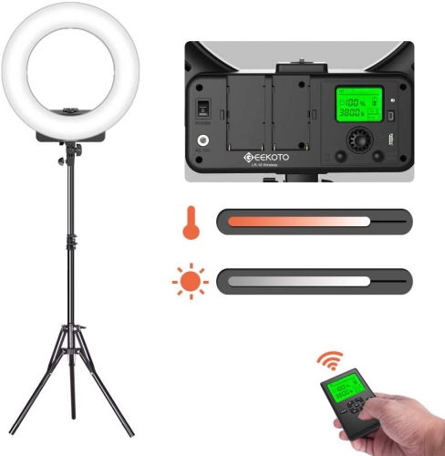 Geekoto LR18W 18 Inch LED Ring Light Kit for Cell Phone iPhone Camera Professional Photography Selfie