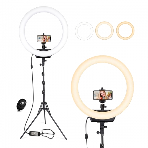 Hpusn HR-18 18 Inch LED Ring Light Kit for Illumination Taking and Record Youtube Tiktok Vlog Facebook Etc. Video and Live Streaming, Makeup, Selfie