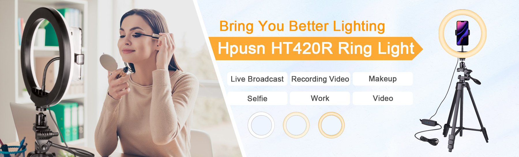 Hpusn HT420R 10 inch Selfie Ring Light