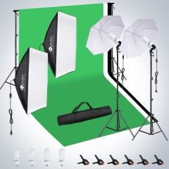 Hpusn SB03 Umbrella Softbox Lighting Kit with Backdrop Support System for Professional Studio Continuous Photography